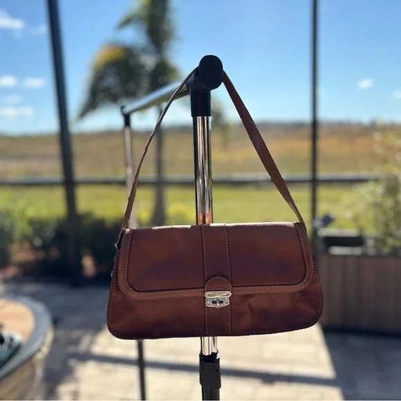 Vintage EGO Leather Shoulder Bag | Y2K Brown Sturdy Leather | Good Condition - Picture 7 of 12